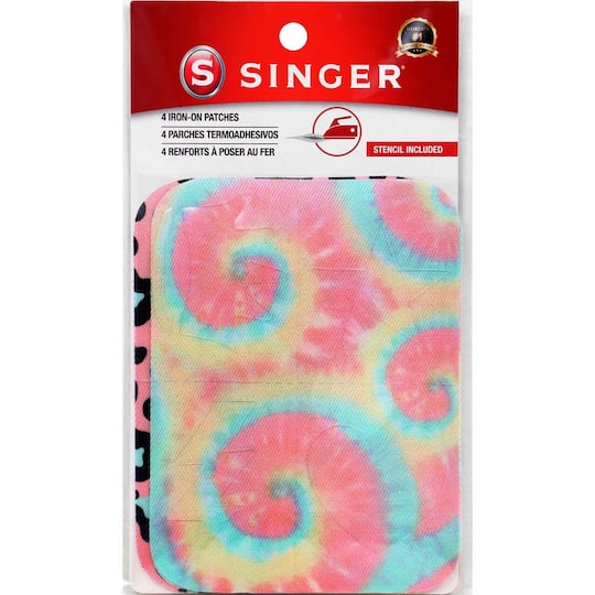 SINGER&#xAE; Tie Dye &#x26; Leopard Iron-on Printed Twill Patches